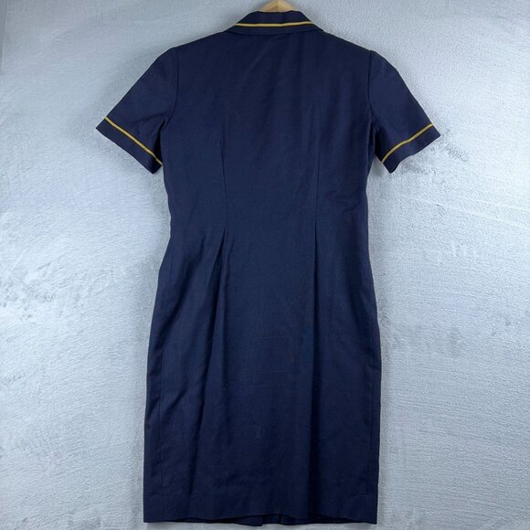 Talbots Vintage Tailored Dress Front Button Cap Sleeves Womens Navy Size 8P - Picture 2 of 10